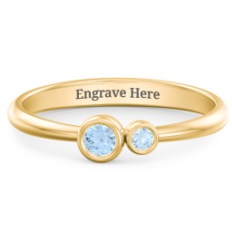 Generations 2-Stone Bezel Set Mother's Ring in 18K Gold Plated Silver with Blue Topaz