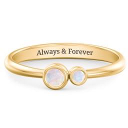 Generations 2-Stone Bezel Set Mother's Ring in 18K Gold Plated Silver with Opal