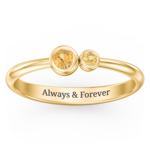 Generations 2-Stone Bezel Set Mother's Ring – 18K Gold Plated Silver with Citrine