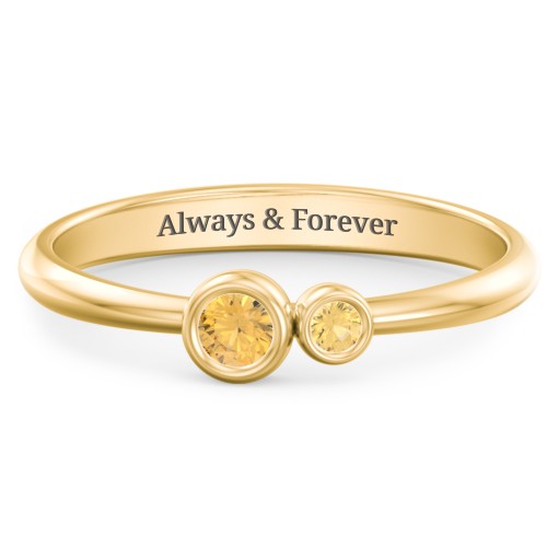 Generations 2-Stone Bezel Set Mother's Ring – 18K Gold Plated Silver with Citrine