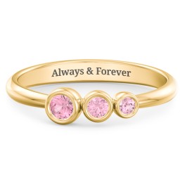Generations 3-Stone Bezel Set Mother's Ring in 18K Gold Plated Silver with Pink Tourmaline