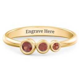 Generations 3-Stone Bezel Set Mother's Ring in 18K Gold Plated Silver with Garnet