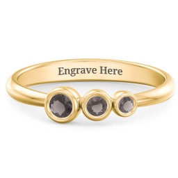 Generations 3-Stone Bezel Set Mother's Ring in 18K Gold Plated Silver with Smokey Quartz