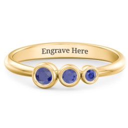 Generations 3-Stone Bezel Set Mother's Ring in 18K Gold Plated Silver with Blue Sapphire
