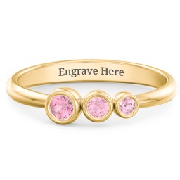 Generations 3-Stone Bezel Set Mother's Ring in 18K Gold Plated Silver with Pink Tourmaline