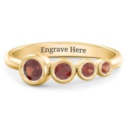 Generations 4-Stone Bezel Set Mother's Ring in 18K Gold Plated Silver with Garnet