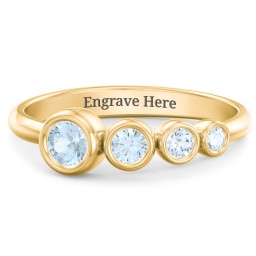 Generations 4-Stone Bezel Set Mother's Ring in 18K Gold Plated Silver with Aquamarine