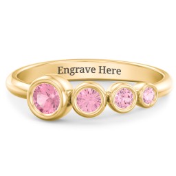 Generations 4-Stone Bezel Set Mother's Ring in 18K Gold Plated Silver with Pink Tourmaline