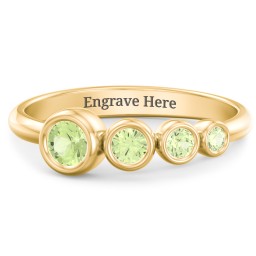 Generations 4-Stone Bezel Set Mother's Ring in 18K Gold Plated Silver with Peridot