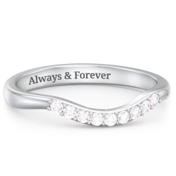 Curved Wedding Band With Accents