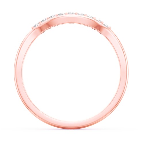 Curved Wedding Band With Accents – 10K Rose Gold with White Premium Zirconia