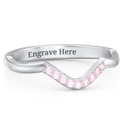 Deep-Curve Wedding Band With Accents