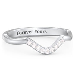 Deep-Curve Wedding Band With Accents