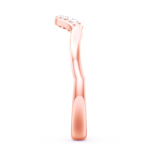 Deep-Curve Wedding Band With Accents – 10K Rose Gold with White Premium Zirconia