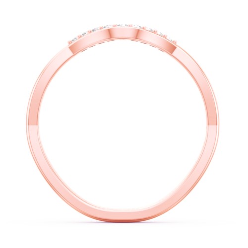 Deep-Curve Wedding Band With Accents – 10K Rose Gold with White Premium Zirconia