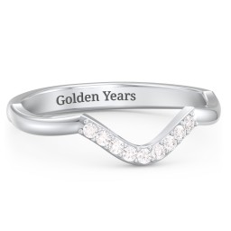 Deep-Curve Wedding Band With Accents in 925 Sterling Silver with White Premium Zirconia