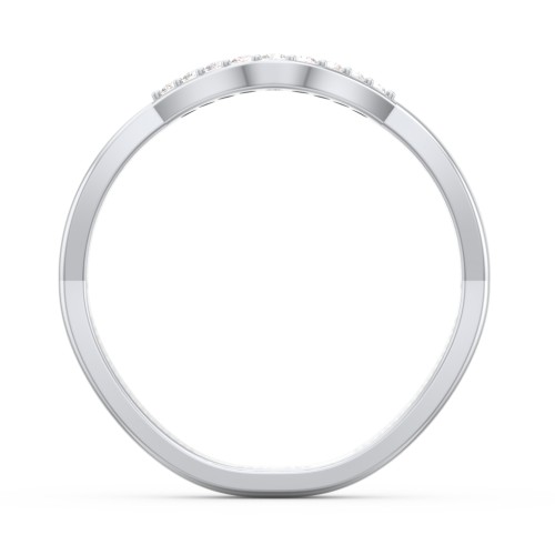 Deep-Curve Wedding Band With Accents – Sterling Silver with Diamond