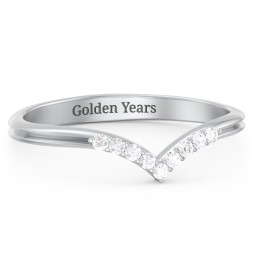 V-Band Wedding Ring With Accents