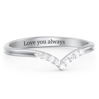 V-Band Wedding Ring With Accents