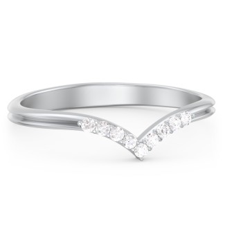 V-Band Wedding Ring With Accents