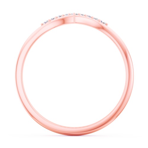 V-Band Wedding Ring With Accents – 10K Rose Gold with White Premium Zirconia