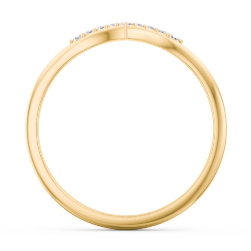 V-Band Wedding Ring With Accents – 10K Yellow Gold with White Premium Zirconia