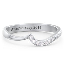 Curved Asymmetrical Wedding Band With Accents