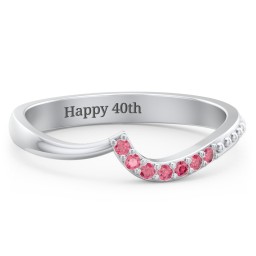 Curved Asymmetrical Wedding Band With Accents