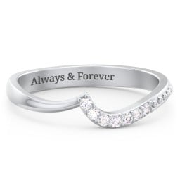 Curved Asymmetrical Wedding Band With Accents