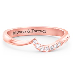 Curved Asymmetrical Wedding Band With Accents