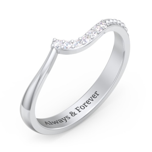 Curved Asymmetrical Wedding Band With Accents