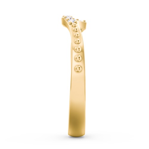 Curved Asymmetrical Wedding Band With Accents – 10K Yellow Gold with White Premium Zirconia