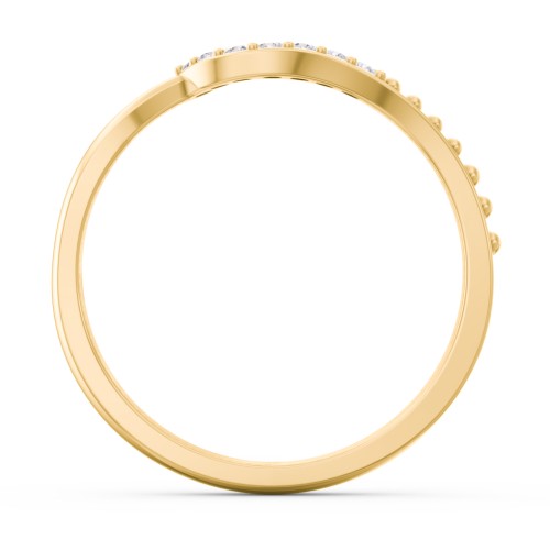 Curved Asymmetrical Wedding Band With Accents – 10K Yellow Gold with White Premium Zirconia