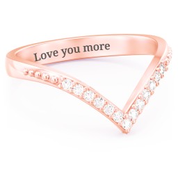 Deep-V Wedding Band With Milgrain And Accents