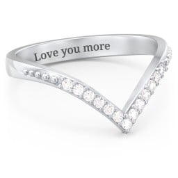 Deep-V Wedding Band With Milgrain And Accents