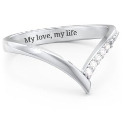 Deep-V Wedding Band With Accents