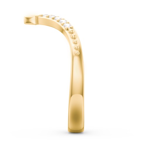 Deep-V Wedding Band With Accents – 10K Yellow Gold with White Premium Zirconia