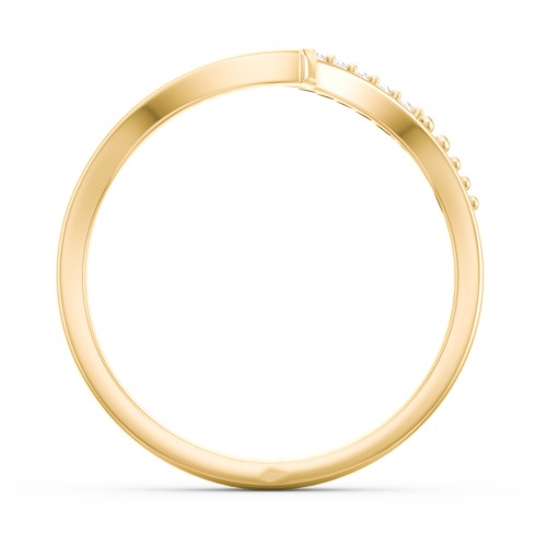 Deep-V Wedding Band With Accents – 10K Yellow Gold with White Premium Zirconia