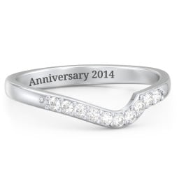 Curved Asymmetrical Wedding Band With Accents
