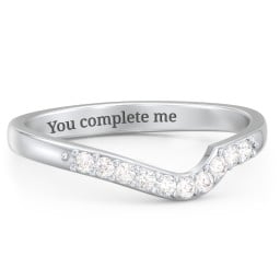 Curved Asymmetrical Wedding Band With Accents