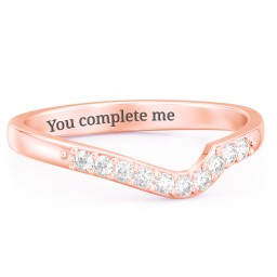 Curved Asymmetrical Wedding Band With Accents