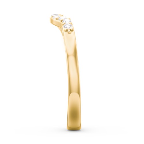 Curved Asymmetrical Wedding Band With Accents – 10K Yellow Gold with White Premium Zirconia