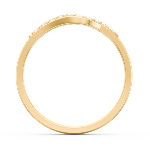 Curved Asymmetrical Wedding Band With Accents – 10K Yellow Gold with White Premium Zirconia