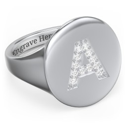 Pavé Initial Signet Ring - A