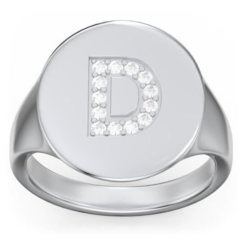 Pavé Initial Signet Ring - D