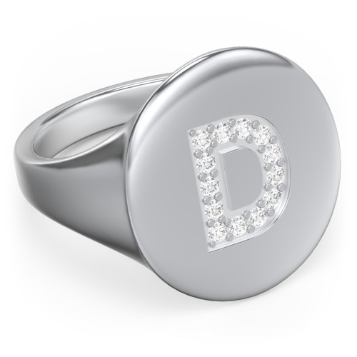 Pavé Initial Signet Ring - D