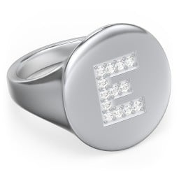 Pavé Initial Signet Ring - E