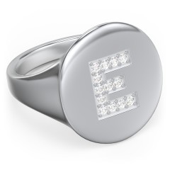 Pavé Initial Signet Ring - E – Sterling Silver with White Premium Zirconia