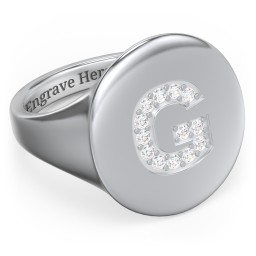 Pavé Initial Signet Ring - G