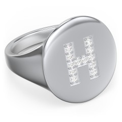 Pavé Initial Signet Ring - H – Sterling Silver with White Premium Zirconia